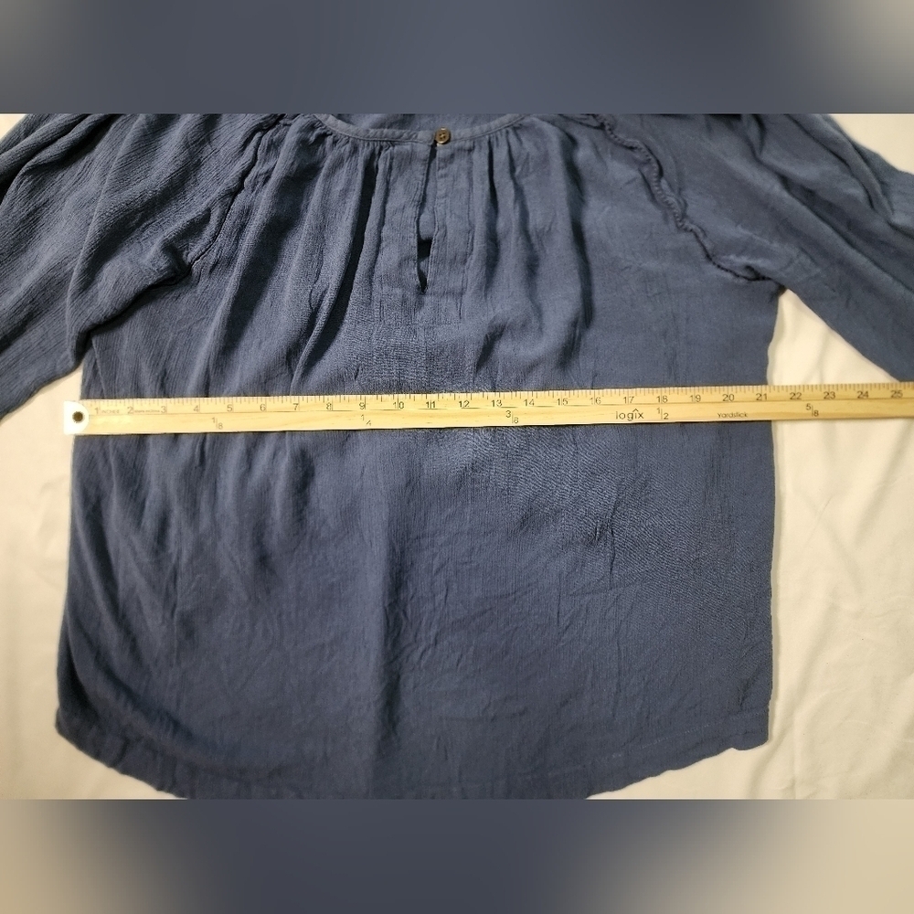 A.N.A Women Top Keyhole Bijou Blue Pleated Blouse XXL - Picture 4 of 8